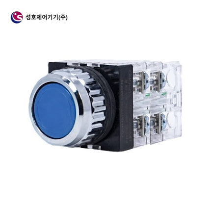 SUNGHO Push Button Switch, Non-Illuminated, Ø25, Blue, 2a2b SHPR-25B-2BU