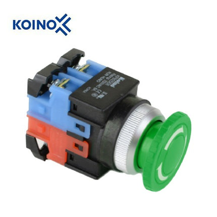 KOINO Push Button Switch, Non-Illuminated, Ø25mm, Green, 1a1b Contact KPB25ER-11G