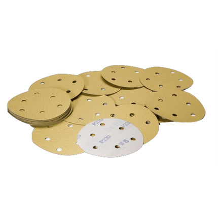 DEERFOS Dust Extraction Sandpaper, Adhesive Type, 6-Hole DA367 5"-#220 (x100 pack)