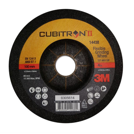 3M Flexible Depressed Center Grinding Wheel 4" 14438(2 #60/100mm x 2.5mm x 16mm (x20 pack)