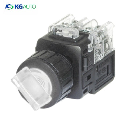 KG AUTO Selector Switch, 2-Position, Illuminated, Plastic, Flush Mount, Ø25, Spring Return, White, KGT-C2R1D2W, DC 12V/24V 1a1b
