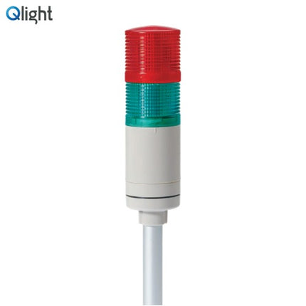 QLIGHT Signal Tower Light, Steady Type, 50mm, 2-Tier, DC24V, Red/Green QTGA50L-2-24-RG