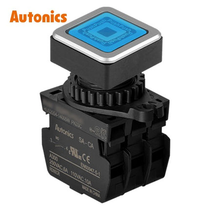 AUTONICS Push Button Switch, Illuminated, Momentary, Ø30mm, Blue, A2, AC SQ3PFS-P3B2ALM