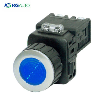 KG AUTO Pilot Lamp, Ø25, Aluminum, Flush Mount, Blue, 12V/24V DC KGP-JD2A