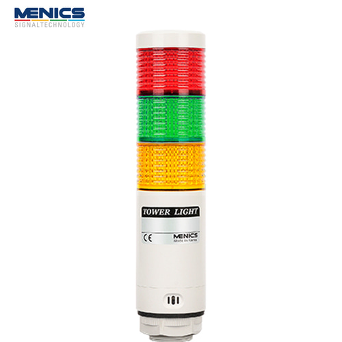 MENICS Signal Tower Light, LED, Ø45mm, Buzzer, 3-Tier, DC24V PL4CB-302RYG