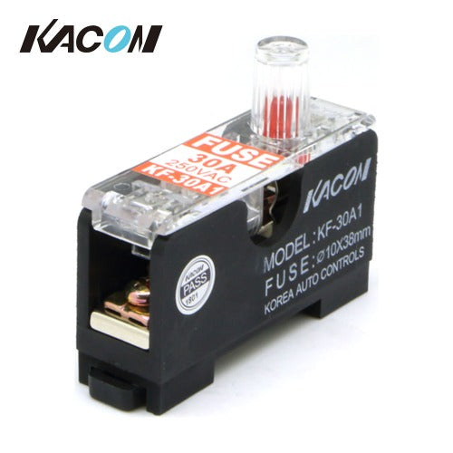 KACON Glass Tube Fuse Holder, 30A, AC, 1-Pole (Pack of 10) KF-30A1
