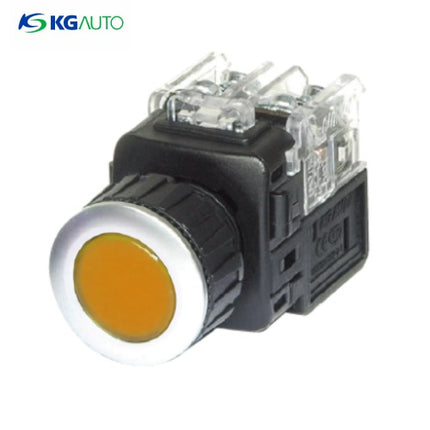 KG AUTO Push Button Switch, Illuminated, Ø25mm, Yellow, Maintained, KGX-JAD22Y, DC 12V/24V 2a2b