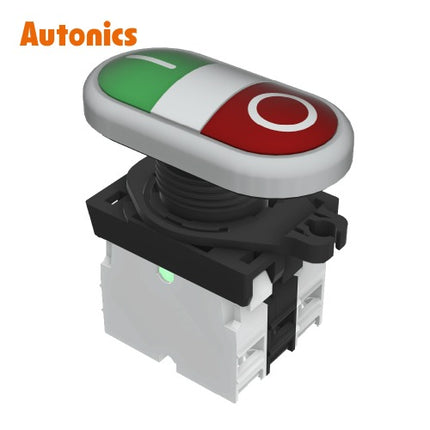 AUTONICS I/O Push Button Switch, Illuminated, Momentary, AC Type, 2B S2TR-P3W2BLM