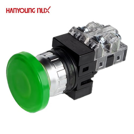 HANYOUNG Emergency Stop Switch, Ø25, Non-Illuminated, Green, CRE-25M1G 1a1b
