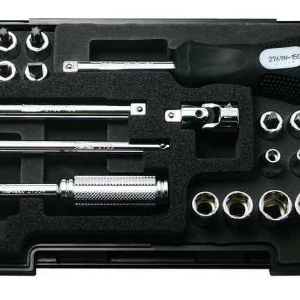 KOKEN 1/4" Drive Socket and Hex Bit Socket Set, 6-Point P2258M-6P
