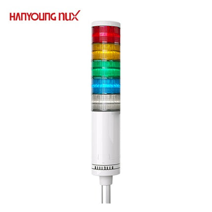 HANYOUNG Signal Tower Light, Steady/Flashing/Buzzer, 5-Tier STL080-FA115L