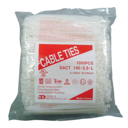 DONG-A BESTECH Cable Tie, White D-100W 100MM*2.5(1000EA)