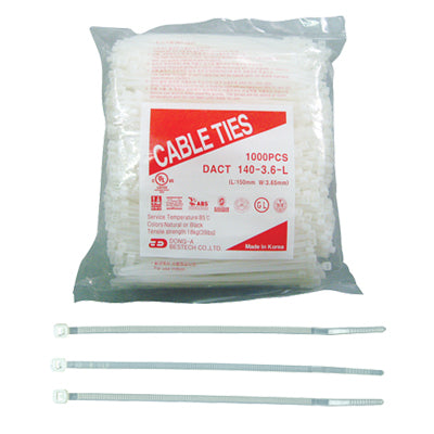 DONG-A BESTECH Cable Tie, White D-200W 200MM*4.8(1000EA)
