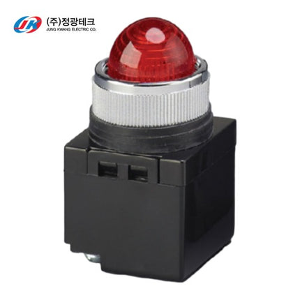 JUNGKWANGTECH Pilot Lamp, Round, Ø25, LED, AC/DC24V, Red (Pack of 10) JK-10-25-24-L-R