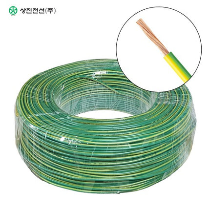 SANGJIN CABLE Insulated Cord Wire, 450/750V, 60227 KS IEC 02, 100 m Roll, Green/Yellow, KIV 10SQ