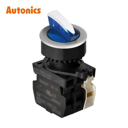 AUTONICS Selector Switch, Illuminated, Ø30, Short Lever, 3-Position, Right Return, Blue, A1 B1, AC S3SFN-LABABL