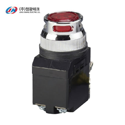 JUNGKWANGTECH Push Button Switch, Illuminated, LED, Ø30mm, Red, AC/DC110V (Pack of 10) JK-20-30-1-L-R