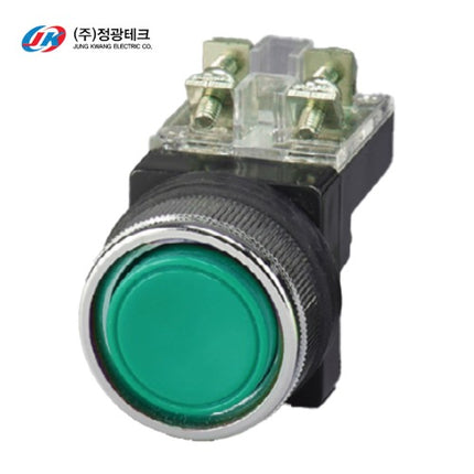 JUNGKWANGTECH Push Button Switch, Non-Illuminated, Ø30mm, Green, 1a1b JK-40-30-G-1