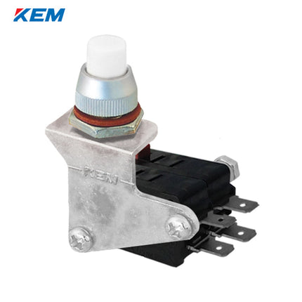 KEM Push Button Switch, Non-Illuminated, Ø10, Protruding Type, White, KP-10-2W AC250V 8A 2a2b