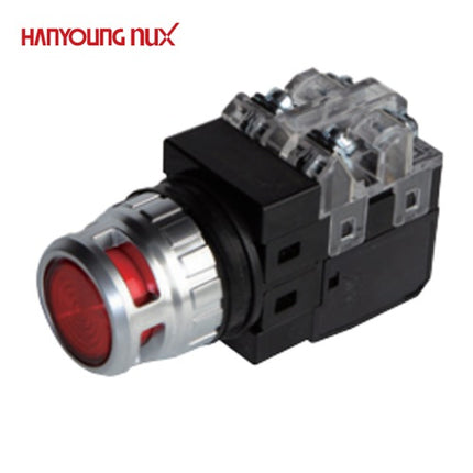 HANYOUNG Push Button Switch, Illuminated, Ø25mm, Red, AC/DC 12V/24V CRX-G25MDR