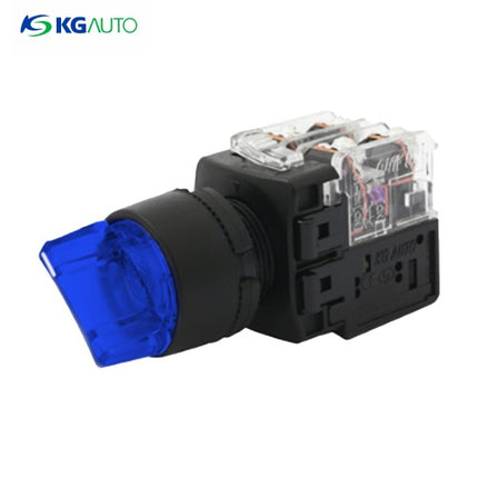 KG AUTO Selector Switch, 2-Position, Illuminated, Plastic, Projecting, Ø22, Maintained, Blue, KGT-N2M1D2A, DC 12V/24V 1a1b
