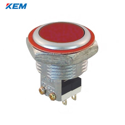 KEM Push Button Switch, Non-Illuminated, Ø22mm, Flush-Mount, Red, KPU-S22-2R, AC250V 5A 2a2b