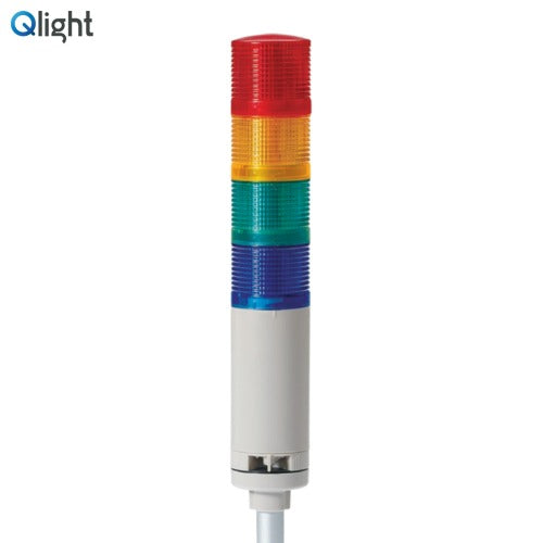 QLIGHT Signal Tower Light, Steady/Flashing/Buzzer Type, 50mm, 4-Tier, AC110-220V QTGA50LF-BZ-4-110/220-RAGB