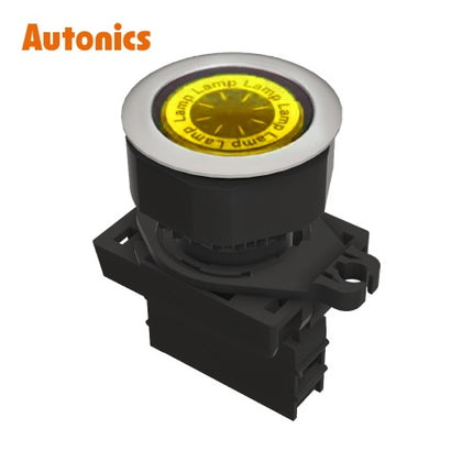 AUTONICS Pilot Lamp, LED, Round, Flush Mount, Ø30, Yellow, AC L3RF-L3YLM