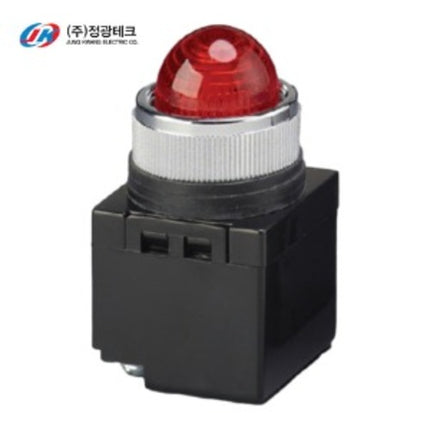 JUNGKWANGTECH Pilot Lamp, Round, Ø30, LED, AC/DC24V, Red (Pack of 10) JK-10-30-24-L-R