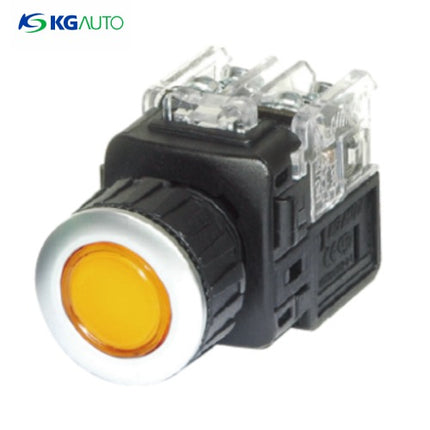 KG AUTO Push Button Switch, Illuminated, Ø25mm, Yellow, Momentary, KGX-JMD21Y, DC 12V/24V 1a1b
