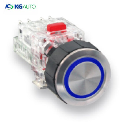 KG AUTO Push Button Switch, Illuminated, Ø22mm, Blue, Maintained, 2a2b, AC 110V/220V KMX-QAV22A