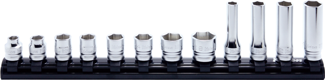 KOKEN 3/8" Drive Standard and Deep Socket Rail Set, 6-Point (Z-EAL Series) RS3X00MZ/12