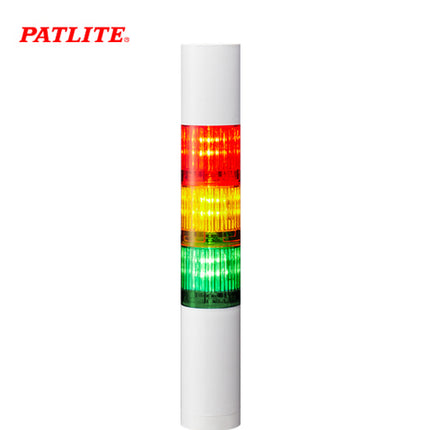 PATLITE Signal Tower Light, LED, Buzzer, Ø40mm, 3-Tier, White Body, Direct Mount, AC100-240V LR4-3M2WJBW-RYG