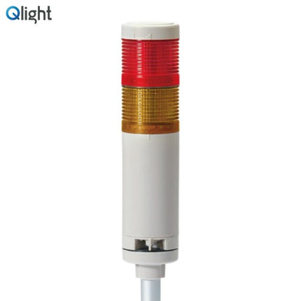 QLIGHT Signal Tower Light, Steady/Buzzer Type, 50mm, 2-Tier, DC12V, Red/Yellow QTG50L-BZ-2-12-RA
