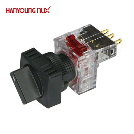 HANYOUNG Selector Switch, 3-Position, Ø16, Maintained, Black, DRS-O3A2 2a2b