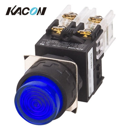 KACON Push Button Switch, Illuminated, Ø30mm, LED, Round, Blue, DC24V K30-27B
