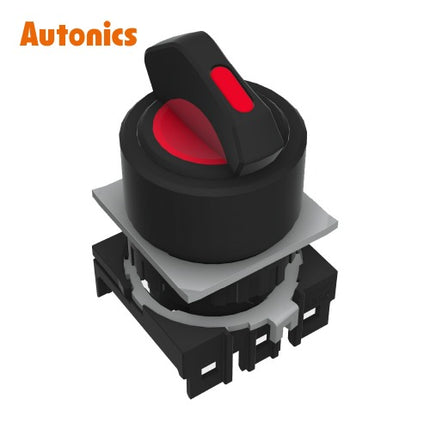 AUTONICS Selector Switch, Non-Illuminated, Ø16mm, Round, 2-Position, Momentary, Red, Head Only S16SR-S1R
