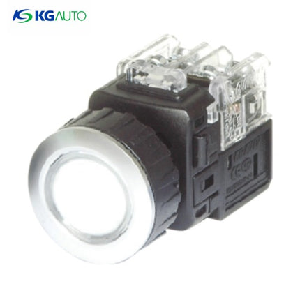 KG AUTO Push Button Switch, Illuminated, Ø30mm, White, Momentary, KGX-LMV21W, AC 110V/220V 1a1b