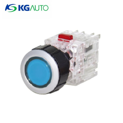 KG AUTO Push Button Switch, Illuminated, Ø22mm, Round, Blue, Momentary, KDX-QMD21A, DC 12V/24V 1a1b