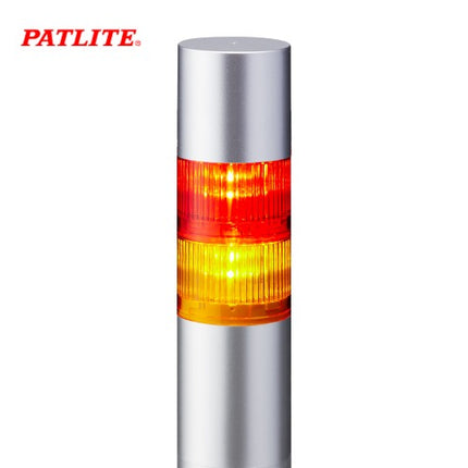 PATLITE Signal Tower Light, LED, Buzzer Type, Silver Body, 2-Tier, DC24V LR6-202WJBU-RY
