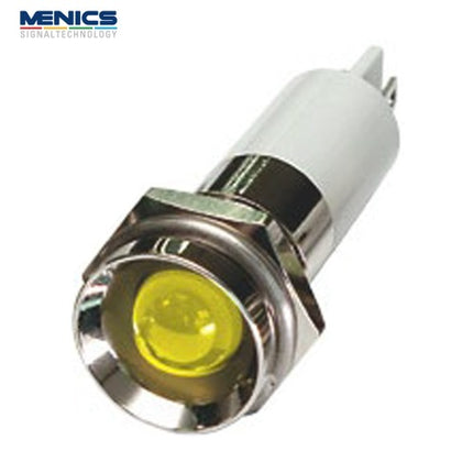 MENICS LED Indicator Light, Ø10mm, Standard, IP67, Protruding Type, AC220V, Yellow (Pack of 40) E10P-20Y