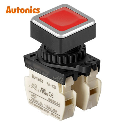 AUTONICS Push Button Switch, Non-Illuminated, Momentary, Ø30mm, Red, 2b SQ3PFS-P1R2B