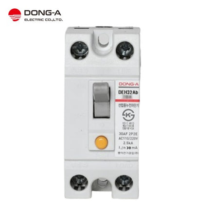 DONG-A Earth Leakage Circuit Breaker (ELCB), For Distribution Panel, Compact, AC220V, 20A DEH32Ab