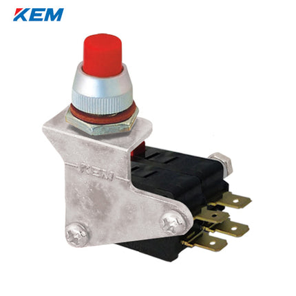 KEM Push Button Switch, Non-Illuminated, Ø10, Protruding Type, Red, KP-10-2R AC250V 8A 2a2b