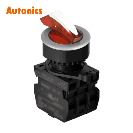 AUTONICS Selector Switch, Illuminated, Ø30, Long Lever, 3-Position, Return from Both Sides, Red, A2, AC S3SFN-L6R2AL