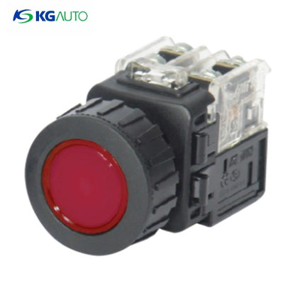 KG AUTO Push Button Switch, Illuminated, Ø30mm, Red, Maintained, KGX-YAV21R, AC 110V/220V 1a1b