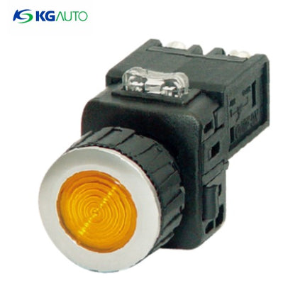 KG AUTO Pilot Lamp, Ø25, Aluminum, Flush Mount, Yellow, 12V/24V DC KGP-JD2Y