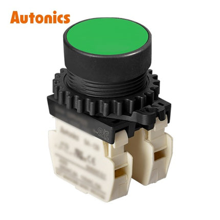 AUTONICS Push Button Switch, Non-Illuminated, Momentary, Ø30mm, Green, 2b S3PR-P1G2B
