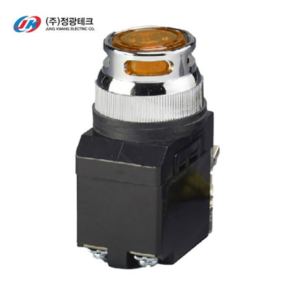 JUNGKWANGTECH Push Button Switch, Illuminated, LED, Ø30mm, Yellow, AC/DC24V (Pack of 10) JK-20-30-24-L-Y