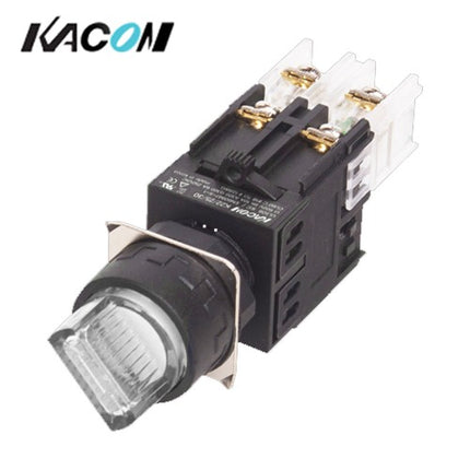 KACON Selector Switch, 2-Position, Ø25mm, White, Momentary, AC220V K25-44W-S2R